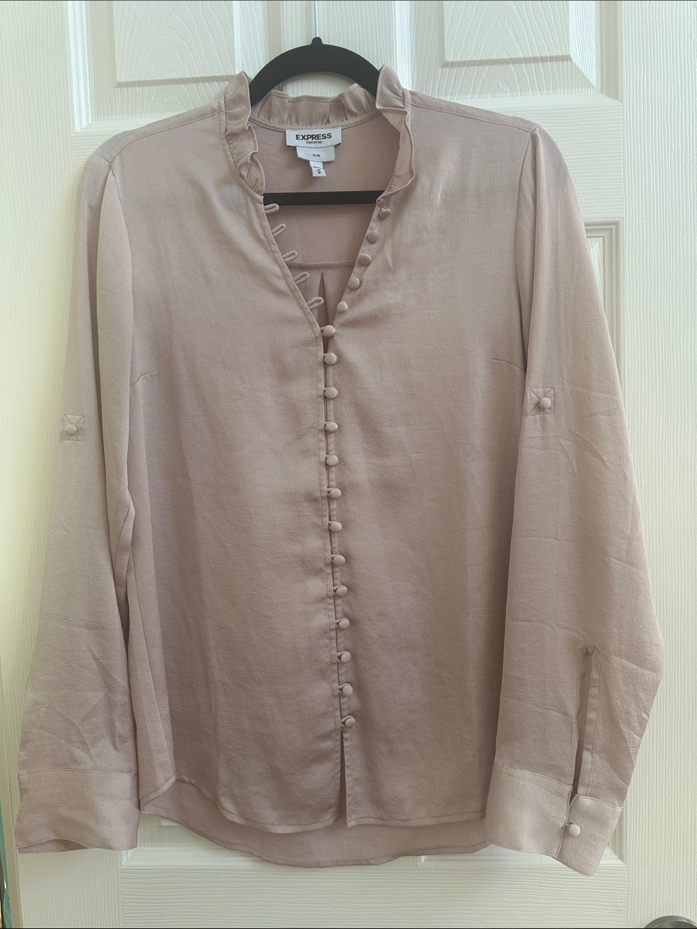 Express Light Pink Button-Front Blouse